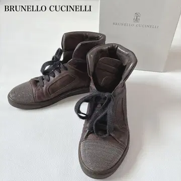 새상품급 브루넬로쿠치넬리 모니레 가죽 하이컷 스니커즈 23cm 브라운