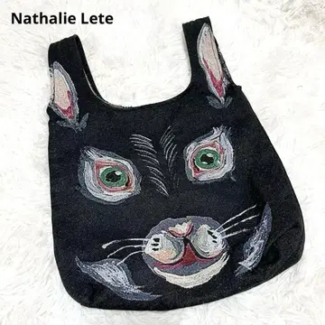 [새상품급] Nathalie Lete 블랙 토끼 태피스트리 페이스 백 S