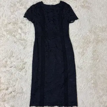 RUIRUE BOUTIQUE 레이스 원피스 네이비 반팔 포멀