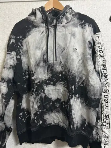 GW 위크 ZARA 블랙 화이트 스플래터 후드티 L
