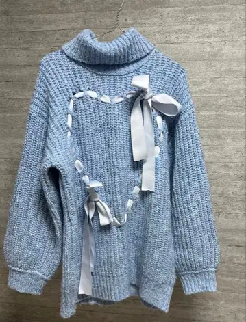 merry jenny 메리제니 하트 리본 니트 니트탑