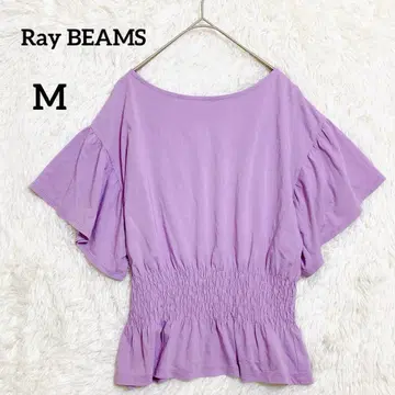 Ray BEAMS 프릴 소매 페플럼 티셔츠 일본제 라벤더 [ M ]