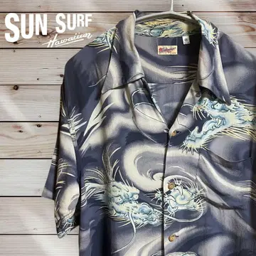 SUN SURF 드래곤 패턴 하와이안 셔츠 반팔
