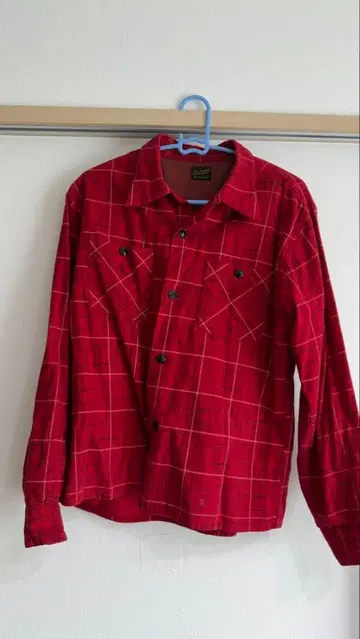 TENDERLOIN 체크 셔츠 레드 긴팔 TAKAHIRO 착용