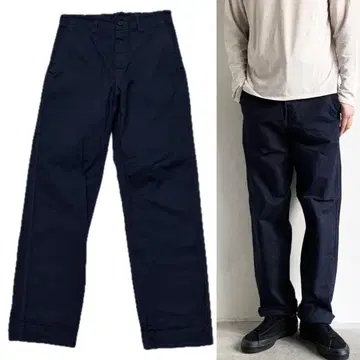 orslow 일본제 프렌치 워크 팬츠 코튼 헤링본 네이비