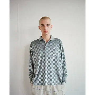 BoTT CHECKERBOARD VELOUR POLO 라이트 블루 XL