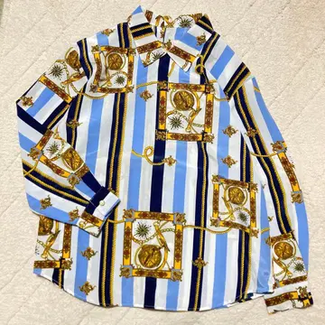 [새상품급] 펠리시모 스카프 패턴 블라우스 셔츠 레트로 빈티지 일본제