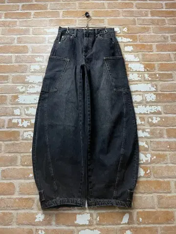 MOUSSY 코쿤 데님 팬츠 블랙 데님 벌룬 데님 마우지 블랙