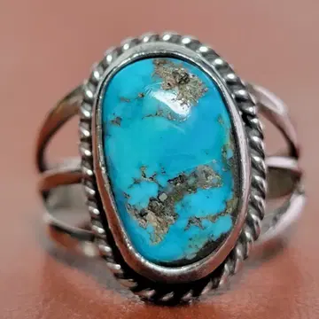 빈티지 은반지 터콰이즈 터키석 스털링 실버 925