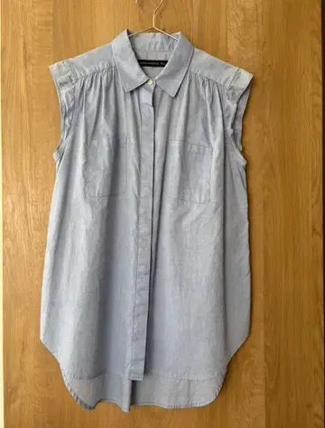 메종 드 리파 데님 셔츠 블라우스 슬리브리스