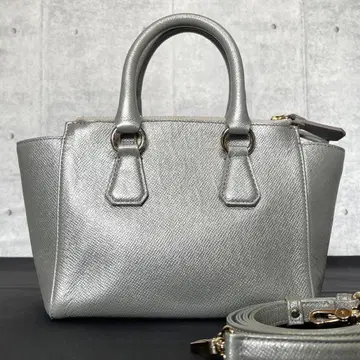 [새상품급] WAKO 긴자 와코 메탈릭 실버 가죽 2WAY 핸드백