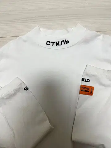 HERON PRESTON 화이트 M 사이즈 긴팔 티셔츠