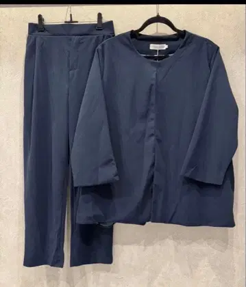 요즘 수트 네이비 XL 포멀 맘 팬츠 수트 펄 목걸이