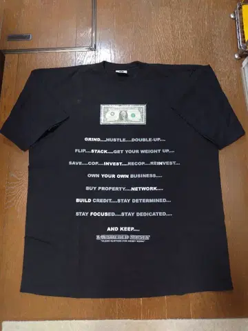 00s PRO CLUB 2XL 티셔츠 달러 지폐 자금 세탁 Y2K 블랙