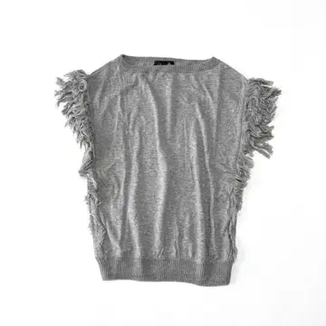 극미품 Drawer 드로어 프린지 슬리브리스 니트 코튼 일본제