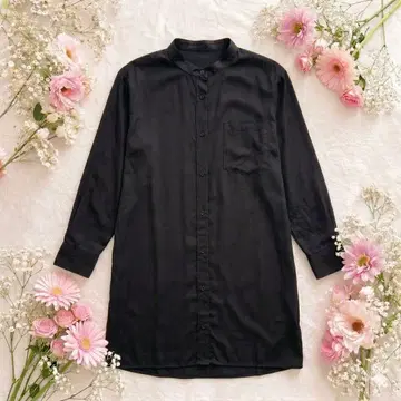 JEANASIS 지나시스 밴드 카라 롱 셔츠 원피스 블랙 F