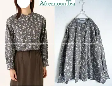 새상품급 애프터눈 티 카펠 플로레트 리버티 프린트 밴드 카라 블라우스