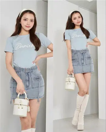 D a r i c h 자수 펄 티셔츠 [ SAX ] 미사용 새상품!