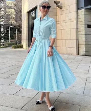 JENNE 오드리 스트라이프 드레스 S