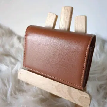 지갑 이단 접이식 지갑 브라운 심플 남성용 선물 개운 대용량