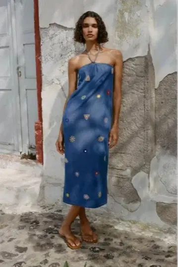 새상품 ZARA 자라 홀터넥 롱 원피스 원피스 데님 인기