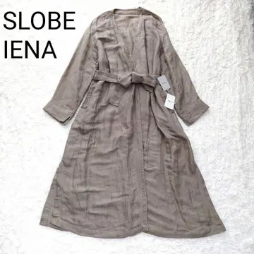 [미사용] SLOBE IENA 거즈 가운 코트 린넨 블렌드 카키