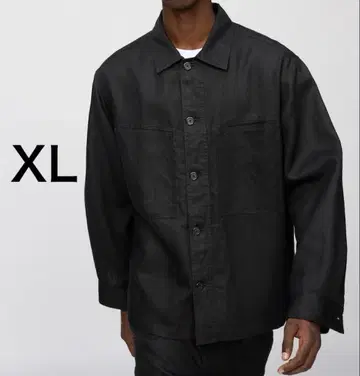 UNIQLO C 프리미엄 린넨 셔츠 자켓 블랙 XL