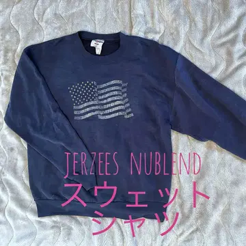 레어! 90's JERZEES NUBLEND 여성용 맨투맨 M 네이비