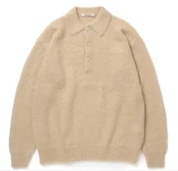 AURALEE BRUSHED SUPER KIDMOHAIR KNITPOLO