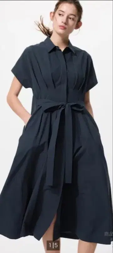 유니클로 미사용 새상품 시어서커 셔츠 원피스 S 사이즈