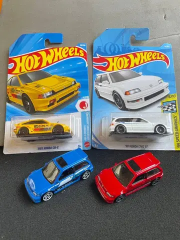 핫휠 4대 세트 Honda Civic EF CR-X