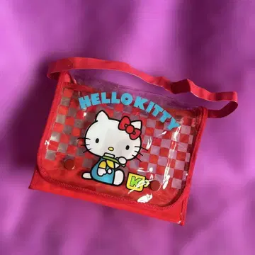 레트로 헬로키티 비닐 클리어백 트래블 파우치 케이스 레어