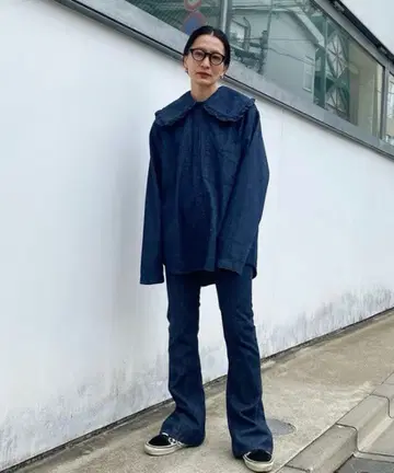 홀리데이 하이웨이스트 스키니 플레어 데님 팬츠