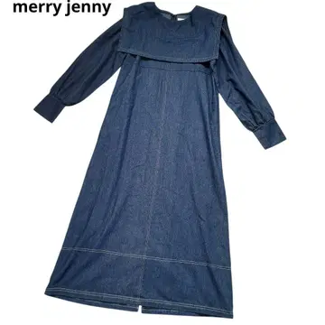 새상품 merry jenny 데님 세일러 원피스 프리 사이즈 롱