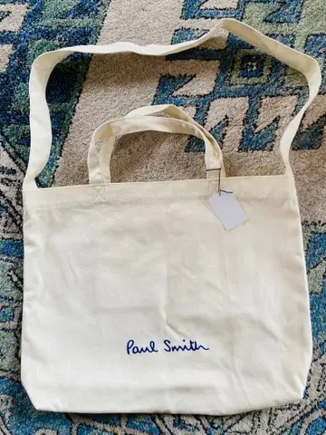 Paul smith 폴 스미스 Logo 블루 토트백 화이트