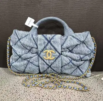 데님 퀼팅 토트백