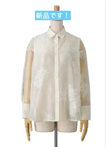 MERCI GRACE 플라워 코드 자수 리치한 시어 셔츠