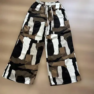 미사용 LEPSIM 추상 패턴 와이드 팬츠