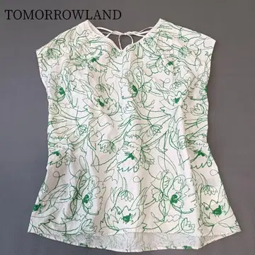 TOMORROWLAND 라인 리프 자수 캡 슬리브 블라우스