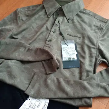 브리핑 남성용 카키 긴팔과 블랙 팬츠 세트 사이즈 S