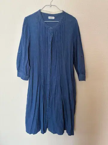 LEPSIM 블루 데님 긴팔 셔츠 원피스 자켓