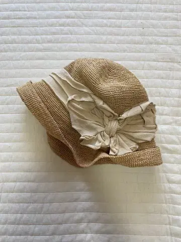 ca4la 라피아 모자 밀짚모자 리본 햇