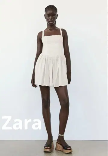 미사용 새상품 슬리브리스 미니 원피스 화이트 ZARA
