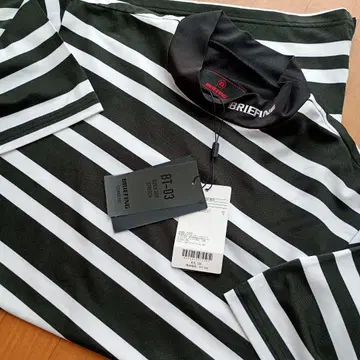 브리핑 골프 남성용 스트라이프 하이넥 셔츠 L 블랙