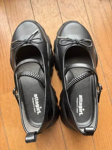 anagirl 블랙 리본 캐주얼 신발 L 사이즈 통굽 신발