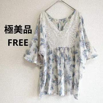 컨디션 최상 애프터눈 티 블라우스 꽃무늬 자수 FREE 프리