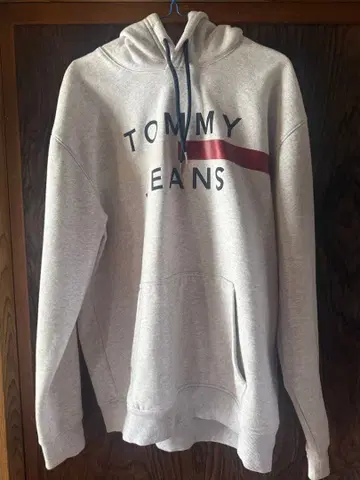 TOMMY JEANS 그레이 후드 부착 후드티