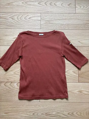 ORCIVAL 리브 편직 칠부 소매 상의 사이즈 2 테라코타