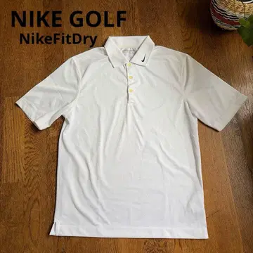 컨디션 최상 NIKE 골프 드라이핏 피케 셔츠 도트 무늬 화이트 M