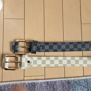 다미에 체크 무늬 합성 피혁 벨트 2개 세트